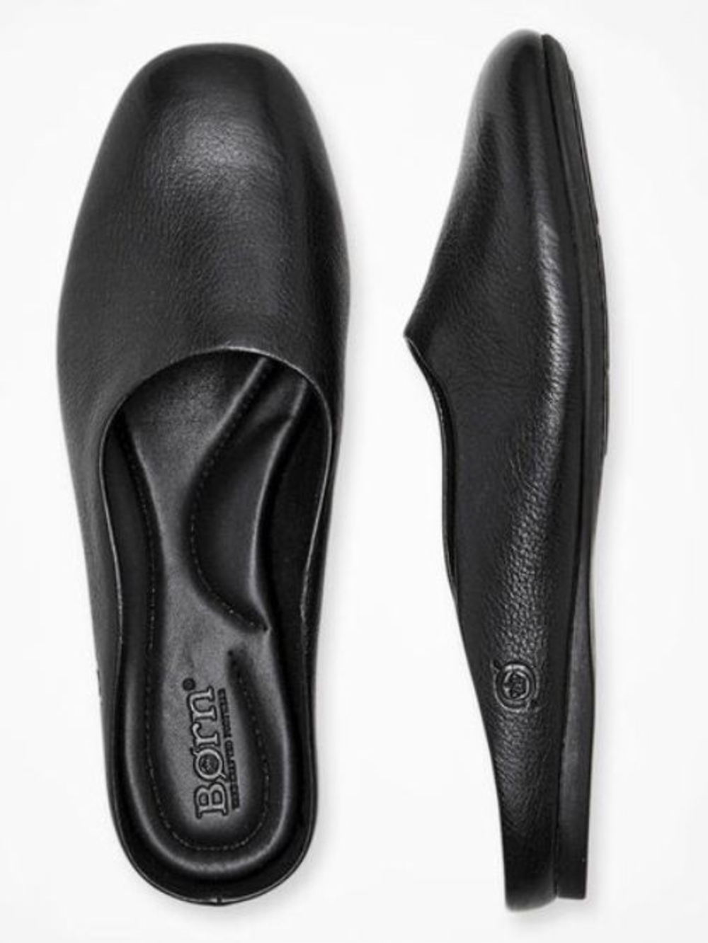 Born Bryar Black Leather Slip-On Minimalist Mules Size 7.5